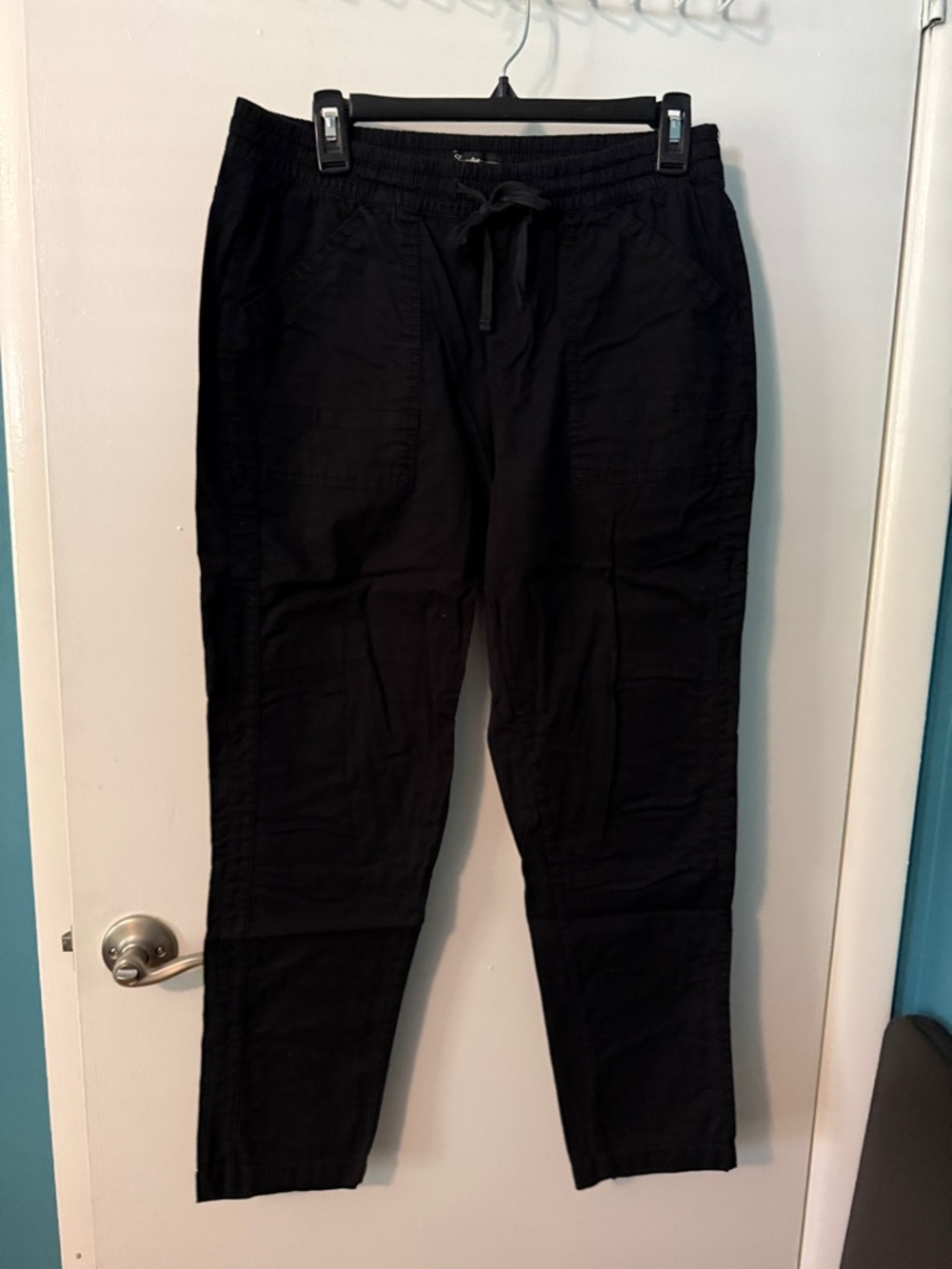 Women's Black Drawstring/Elastic Waist Cargo-Like Pants